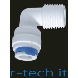 TERMINALE MASCHIO A GOMITO – CONNESSIONI: PER TUBO DA 1/4" O.D. - 1/4" NPT M