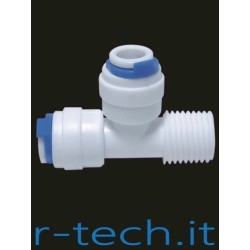 TERMINALE A "T" MASCHIO - CONNESSIONI: TUBO 1/4" O.D. - TUBO 1/4" O.D. - 1/4" NPT M